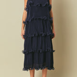 Pleated Tiered Long Dress