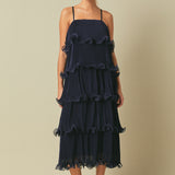 Pleated Tiered Long Dress