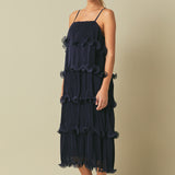 Pleated Tiered Long Dress