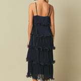 Pleated Tiered Long Dress