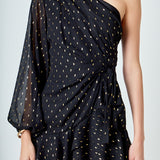 One Shoulder Chiffon Mini Dress