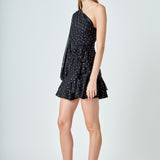 One Shoulder Chiffon Mini Dress