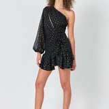 One Shoulder Chiffon Mini Dress