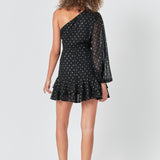 One Shoulder Chiffon Mini Dress
