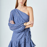One Shoulder Chiffon Mini Dress