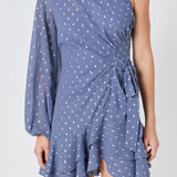 One Shoulder Chiffon Mini Dress