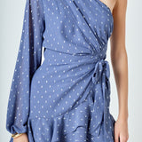 One Shoulder Chiffon Mini Dress