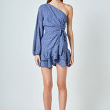 One Shoulder Chiffon Mini Dress