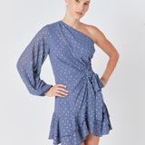 One Shoulder Chiffon Mini Dress
