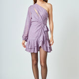 One Shoulder Chiffon Mini Dress