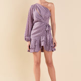One Shoulder Chiffon Mini Dress