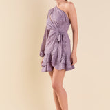 One Shoulder Chiffon Mini Dress