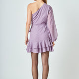 One Shoulder Chiffon Mini Dress