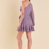 One Shoulder Chiffon Mini Dress