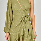 One Shoulder Chiffon Mini Dress