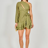 One Shoulder Chiffon Mini Dress