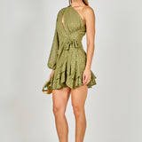 One Shoulder Chiffon Mini Dress