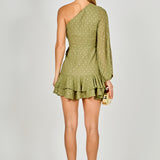 One Shoulder Chiffon Mini Dress