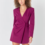 Drapped V-neckline Blazer Romper