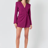 Drapped V-neckline Blazer Romper