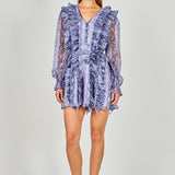 Button Down Long Sleeve Ruffled Mini Dress