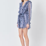 Button Down Long Sleeve Ruffled Mini Dress