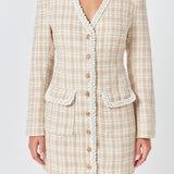 Premium Long Sleeve Tweed Mini Dress