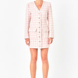 Premium Long Sleeve Tweed Mini Dress