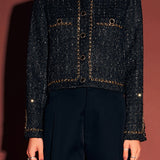 Chain-Trimmed Tweed Jacket