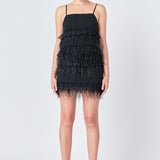 Lace & Feather Trim Mini Skirt