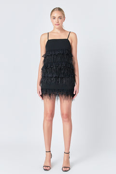 Lace & Feather Trim Mini Skirt