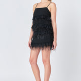 Lace & Feather Trim Mini Skirt