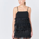 Lace & Feather Trim Mini Skirt