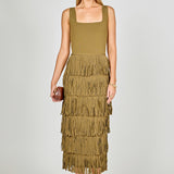 Knit Fringe Long Dress