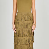 Knit Fringe Long Dress