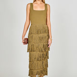 Knit Fringe Long Dress