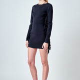 Premium Low-Back Mini Dress With Fringe