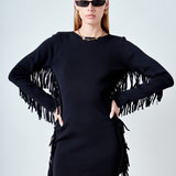 Premium Low-Back Mini Dress With Fringe