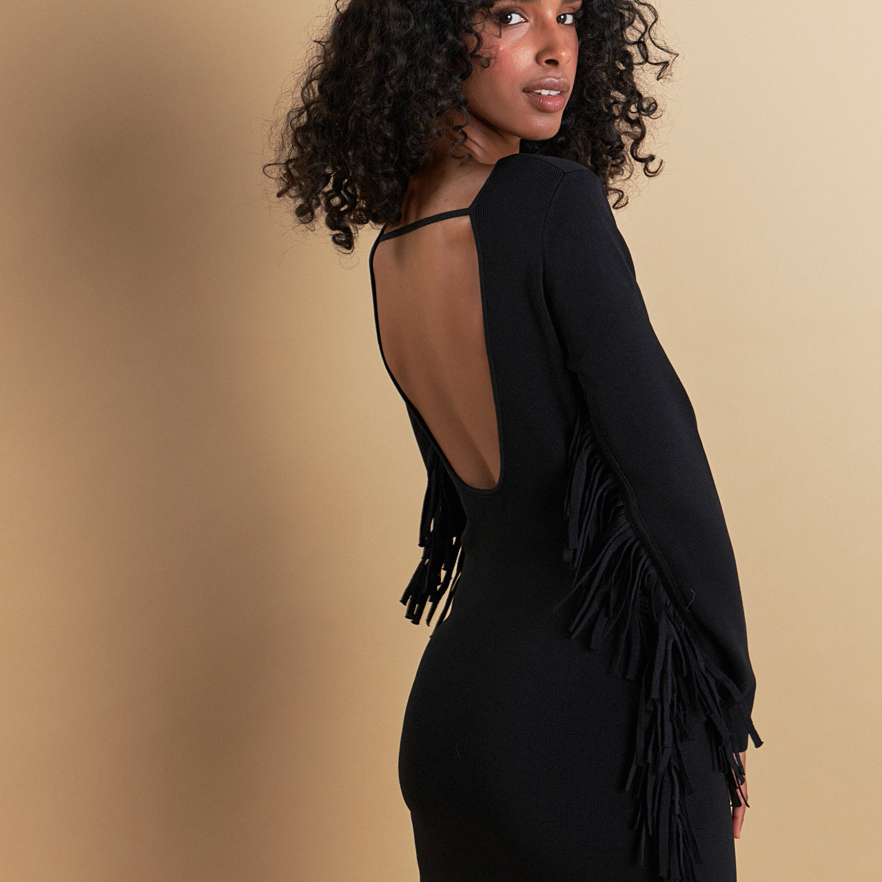 Premium Low-Back Mini Dress with Fringe - Endless Rose