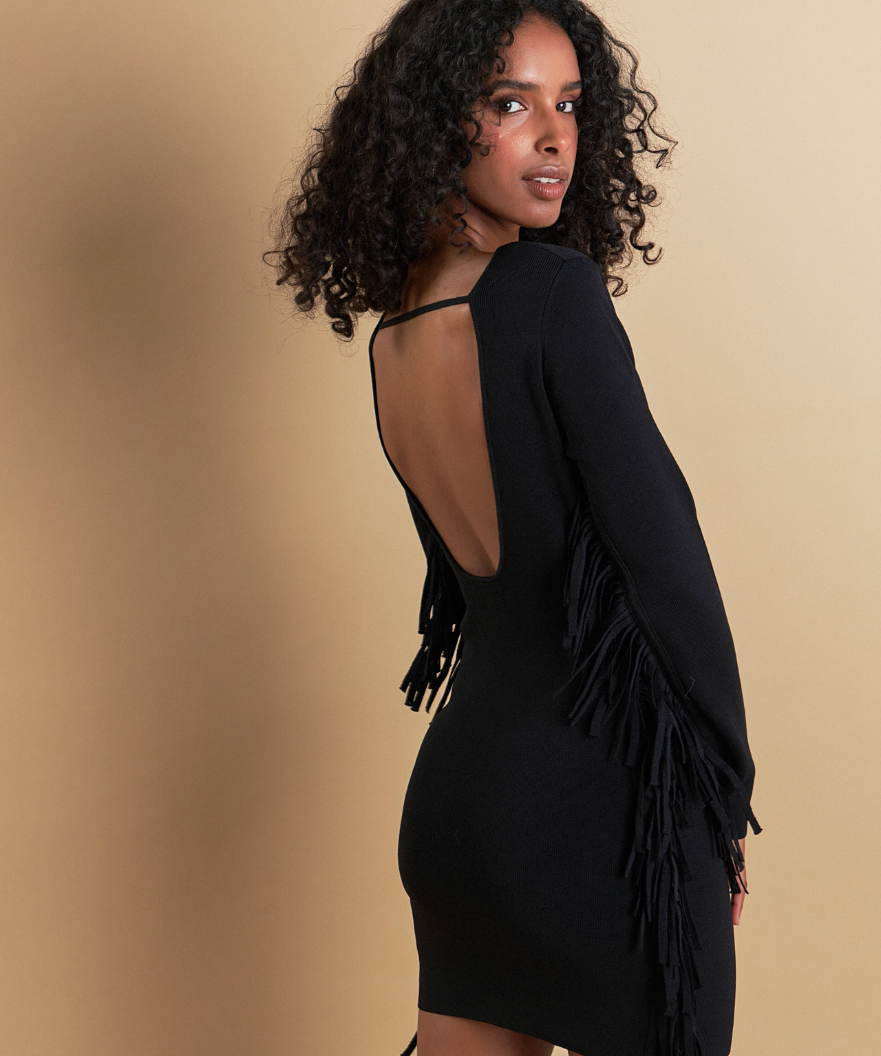 Premium Low-Back Mini Dress with Fringe - Endless Rose