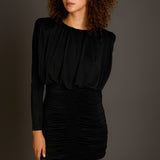 Fluid Shoulder Pad Mini Dress