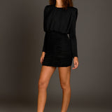 Fluid Shoulder Pad Mini Dress