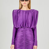 Fluid Shoulder Pad Mini Dress