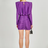 Fluid Shoulder Pad Mini Dress