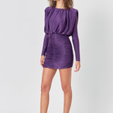 Fluid Shoulder Pad Mini Dress