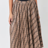 Snake Print Pleated Midi Skirt