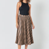 Snake Print Pleated Midi Skirt