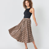 Snake Print Pleated Midi Skirt