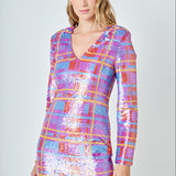 Check Pattern Sequins Dress