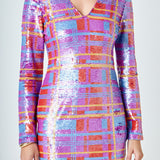 Check Pattern Sequins Dress